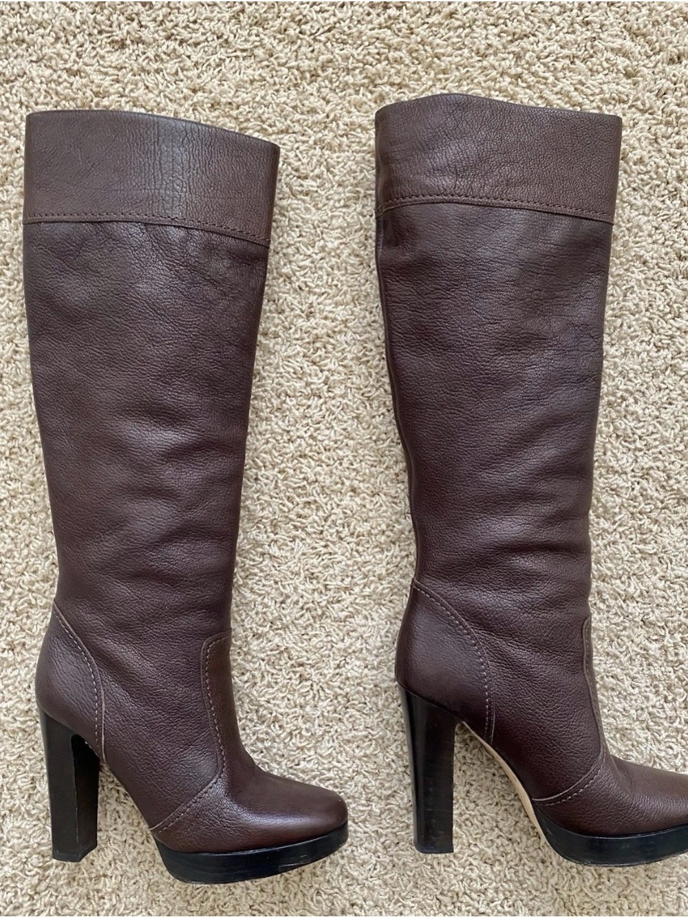 Michael Kors Brown Leather Knee-High Heeled Boots